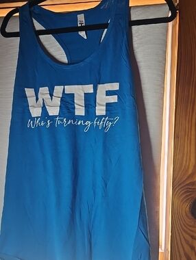 Women's Royal Blue Graphic Tank Top - Who's Turning Fifty?